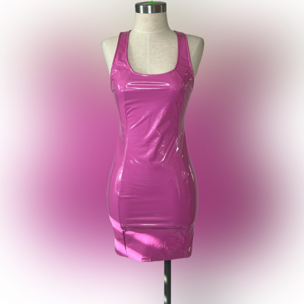 Barbie Pink Leather Bodycon Dress